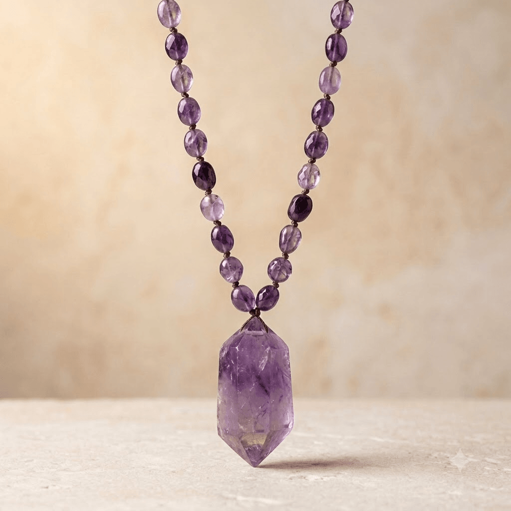 Natural Amethyst Point Pendant Necklace