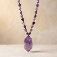 Natural Amethyst Point Pendant Necklace