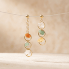 Colorful Natural Stone Gold Drop Earrings