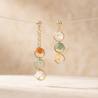Colorful Natural Stone Gold Drop Earrings