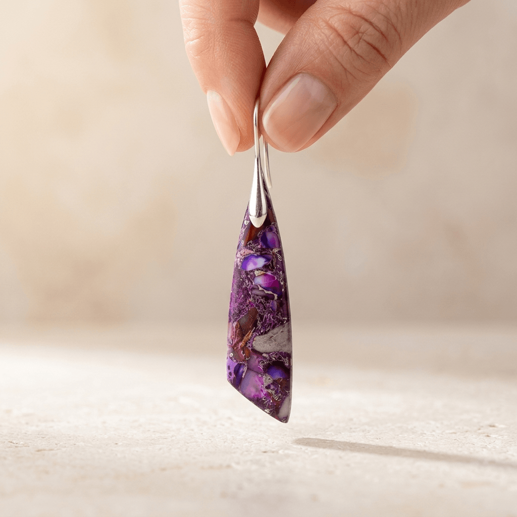Purple Jasper Silver Teardrop Drop Earrings