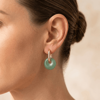 Green Aventurine Gold Hoop Earrings