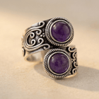 Vintage Silver Amethyst Dual Stone Ring