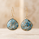 Blue Turquoise Gold Teardrop Earrings