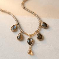 Natural Labradorite Teardrop Beaded Necklace
