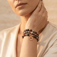 Matte Natural Jasper Beaded Lotus Charm Bracelet