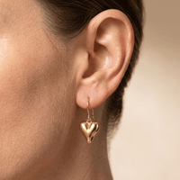 Gold Puffy Heart Stud Earrings