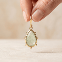 Green Fluorite Gold Teardrop Drop Earrings