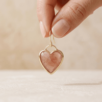 Strawberry Quartz Gold Heart Drop Earrings