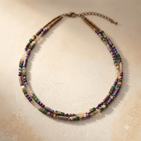Purple Jasper Mixed Gemstone Beaded Necklace
