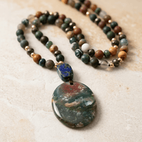 Natural Gemstone Beaded Pendant Necklace