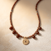 Red Jasper Gold Egyptian Eye Charm Necklace