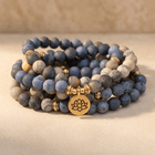 Natural Picasso Jasper Blue Stone Mala Bracelet