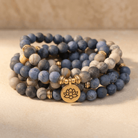 Natural Picasso Jasper Blue Stone Mala Bracelet