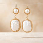 Gold Wire Wrapped Pearl Drop Earrings
