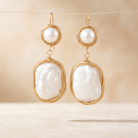 Gold Wire Wrapped Pearl Drop Earrings