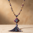 Handmade Purple Jasper Diamond Tassel Necklace