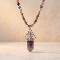 Amethyst Jasper Tree Of Life Bead Necklace