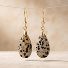 Natural Dalmatian Jasper Gold Drop Earrings