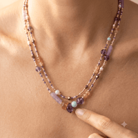 Amethyst Purple Gold Beaded Layered Necklace
