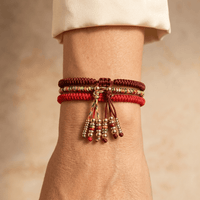 Tibetan Buddhist Gold Beaded Cord Bracelet