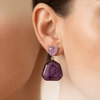 Natural Purple Amethyst Rose Gold Drop Earrings