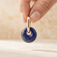 Natural Lapis Lazuli Gold Hoop Earrings