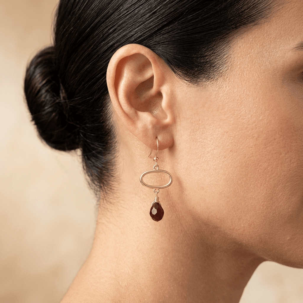 Red Jasper Gold Oval Drop Earrings