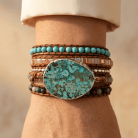 Handmade Turquoise Silver Leather Wrap Bracelet