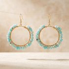 Turquoise Amazonite Gold Wire Circle Earrings