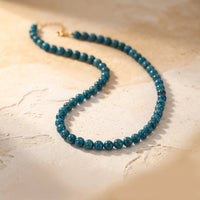 Blue Apatite Round Beaded Choker Necklace