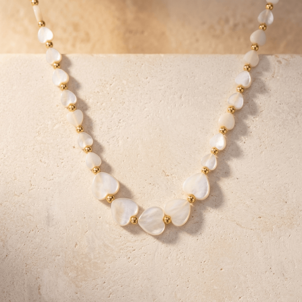 Natural Seashell Gold Bead Necklace