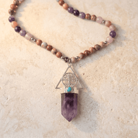Amethyst Jasper Tree Of Life Bead Necklace