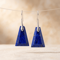 Natural Lapis Lazuli Silver Pyramid Earrings