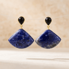 Blue Sodalite Gold Diamond Drop Earrings