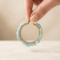 Turquoise Amazonite Gold Wire Circle Earrings