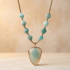 Natural Amazonite Gold Faceted Pendant Necklace