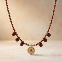 Red Jasper Gold Egyptian Eye Charm Necklace