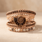 Natural Ammonite Fossil Leather Wrap Bracelet