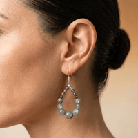 Natural Labradorite Beaded Drop Earrings