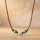 Turquoise Pearl Leather Cord Necklace