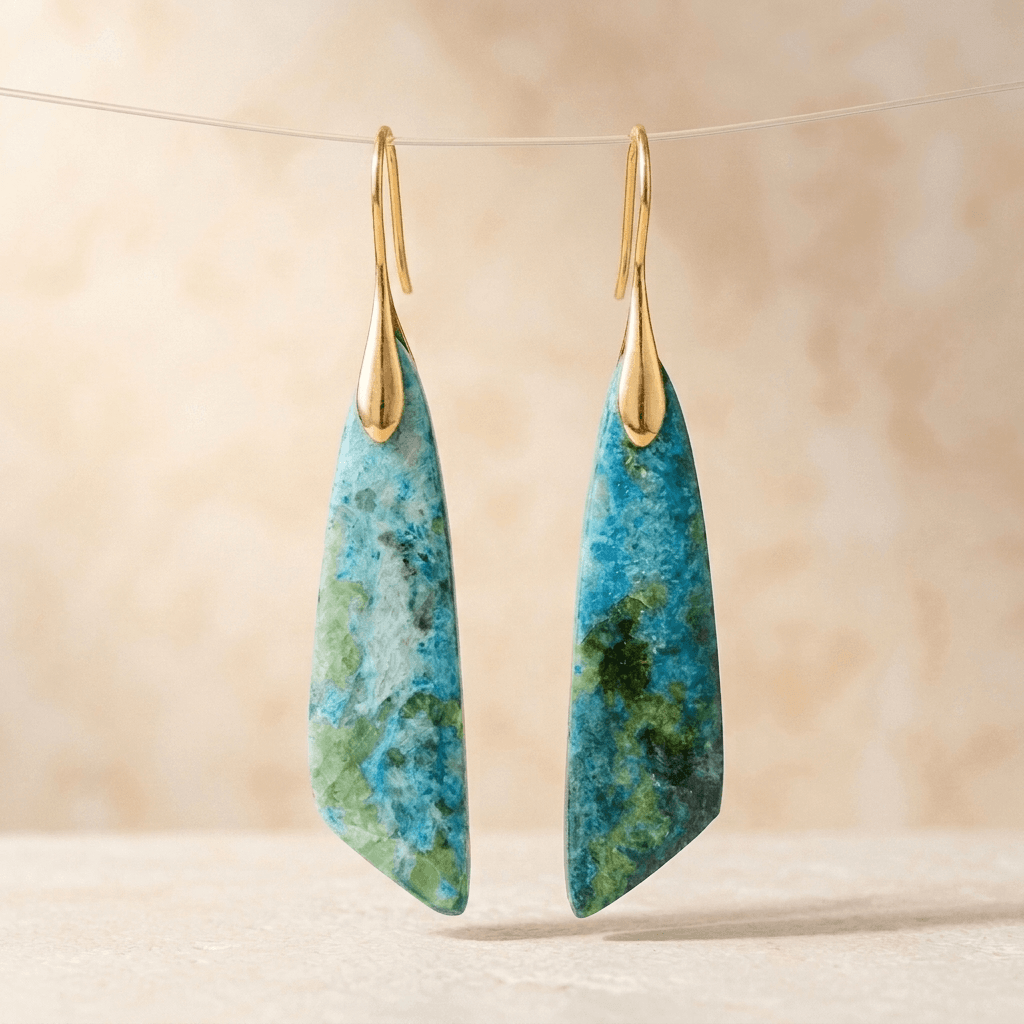 Green Blue Turquoise Jasper Drop Earrings