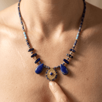 Lapis Lazuli Gold Teardrop Pendant Necklace