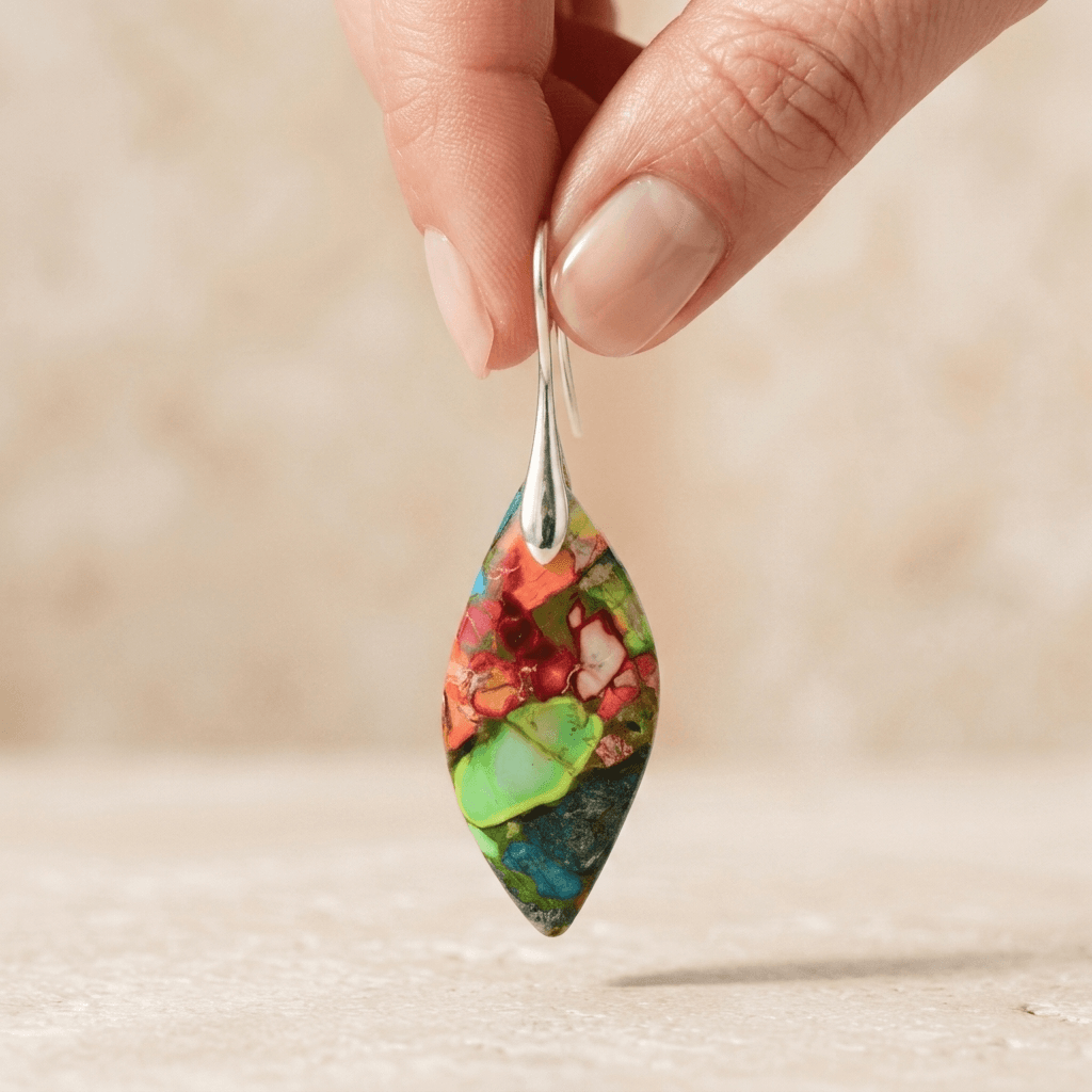 Colorful Resin Silver Teardrop Earrings
