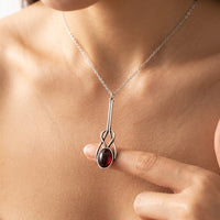 Vintage Silver Garnet Filigree Necklace