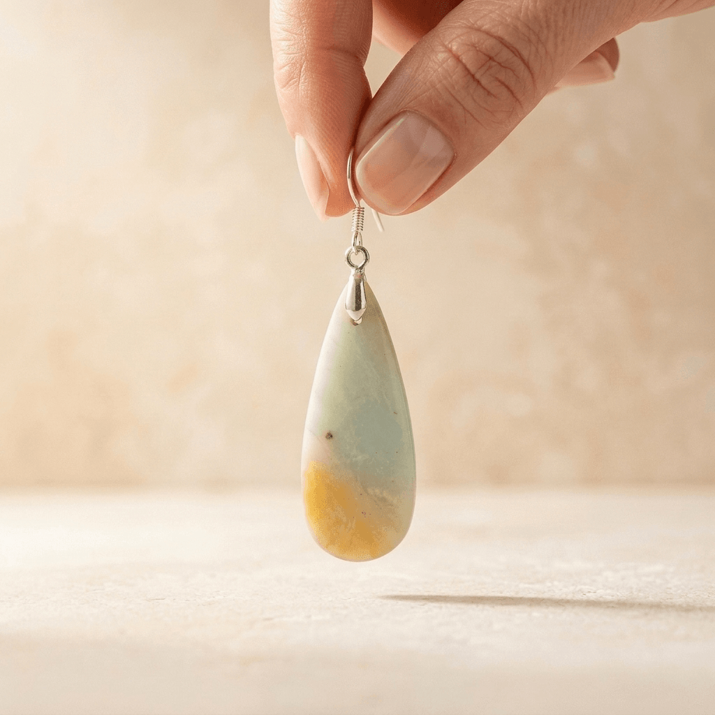 Natural Amazonite Silver Teardrop Earrings