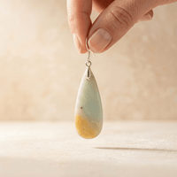 Natural Amazonite Silver Teardrop Earrings