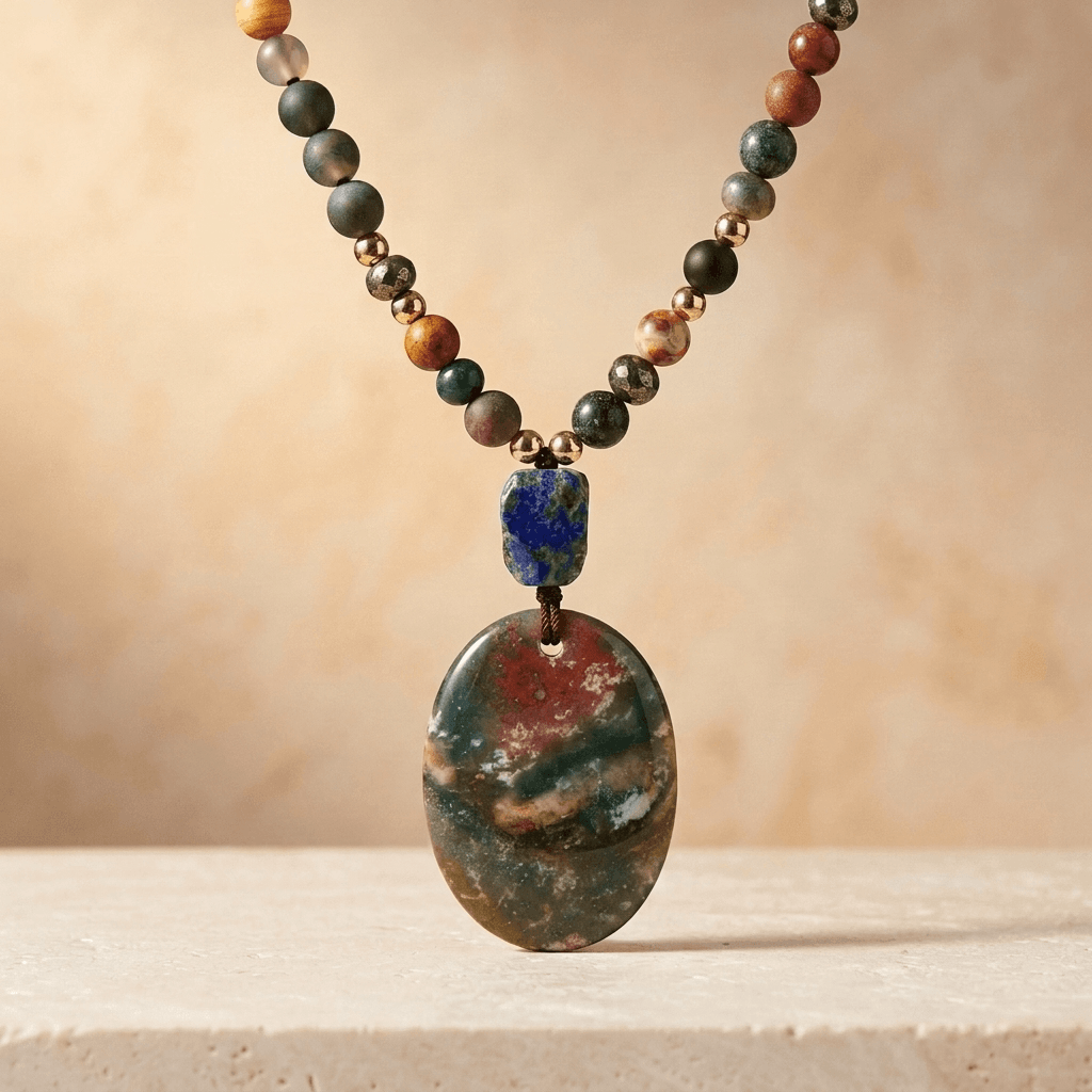 Natural Gemstone Beaded Pendant Necklace