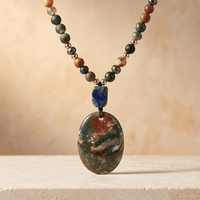 Natural Gemstone Beaded Pendant Necklace