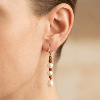Handmade Silver Freshwater Pearl Leather Drop Earrings